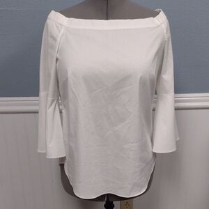 White House Black Market White Off-Shoulder Blouse, Bohemian,Beach,Casual.